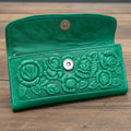 Hand-Tooled Leather Western Wallet – Floral Bifold Clutch, Handcrafted in Mexico