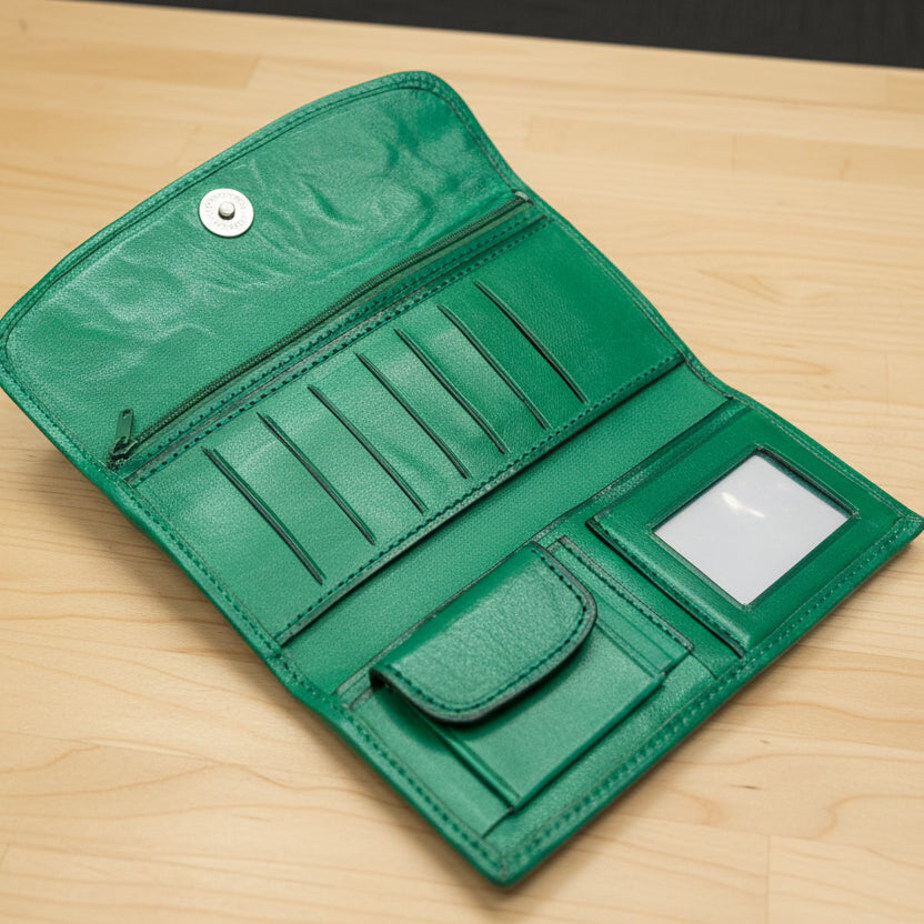 Hand-Tooled Leather Western Wallet – Floral Bifold Clutch, Handcrafted in Mexico