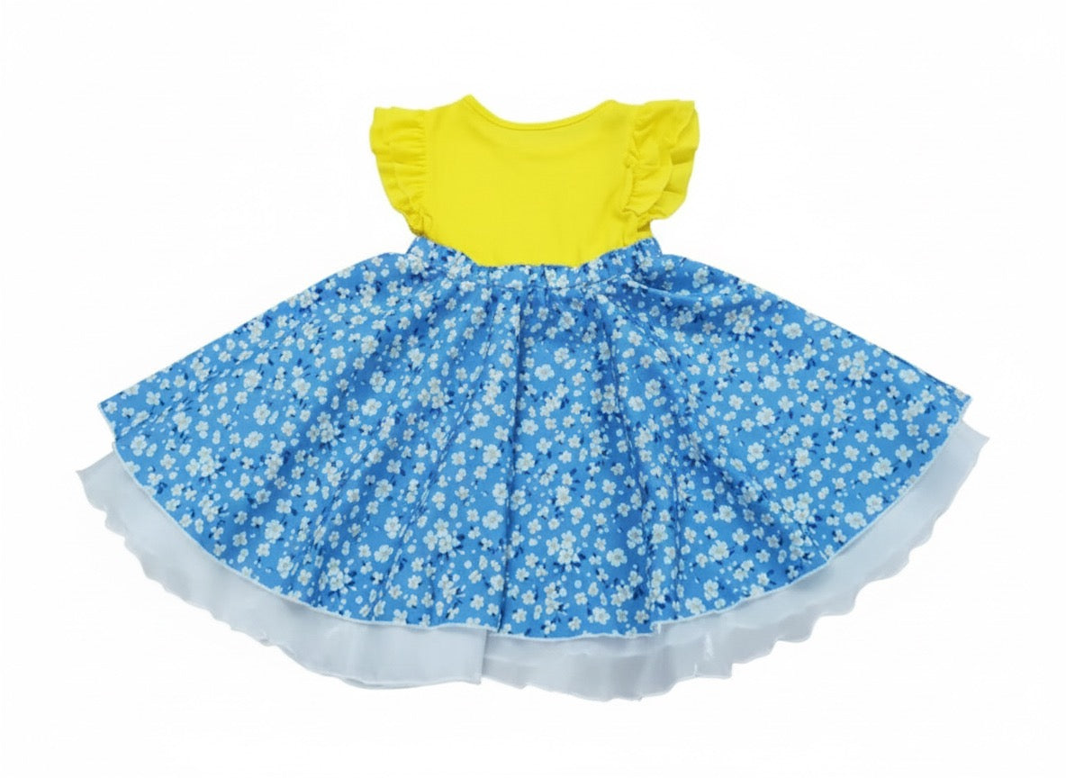 Girls' Cotton Ruffle Dress – Bright Blossom Toddler Summer Dress (1T–5T)