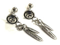 Double Feather & Eagle Dangle Earrings