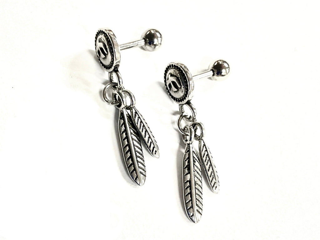 Double Feather & Eagle Dangle Earrings
