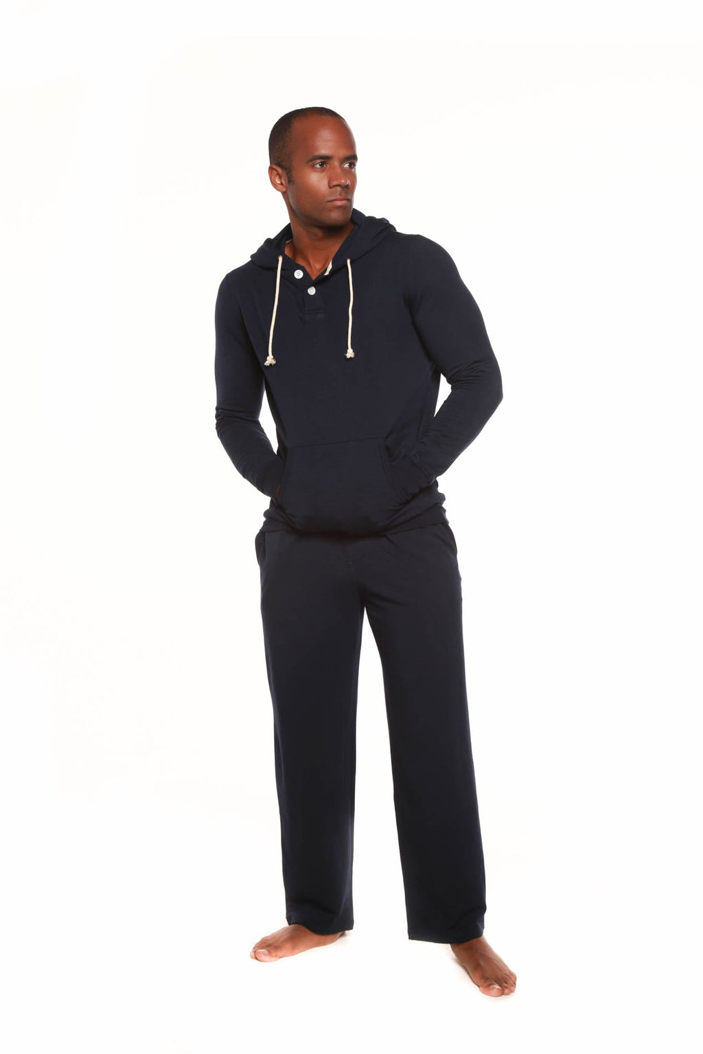 Henley Style Bamboo Fleece Hoodie + Fleece Lounge Pants
