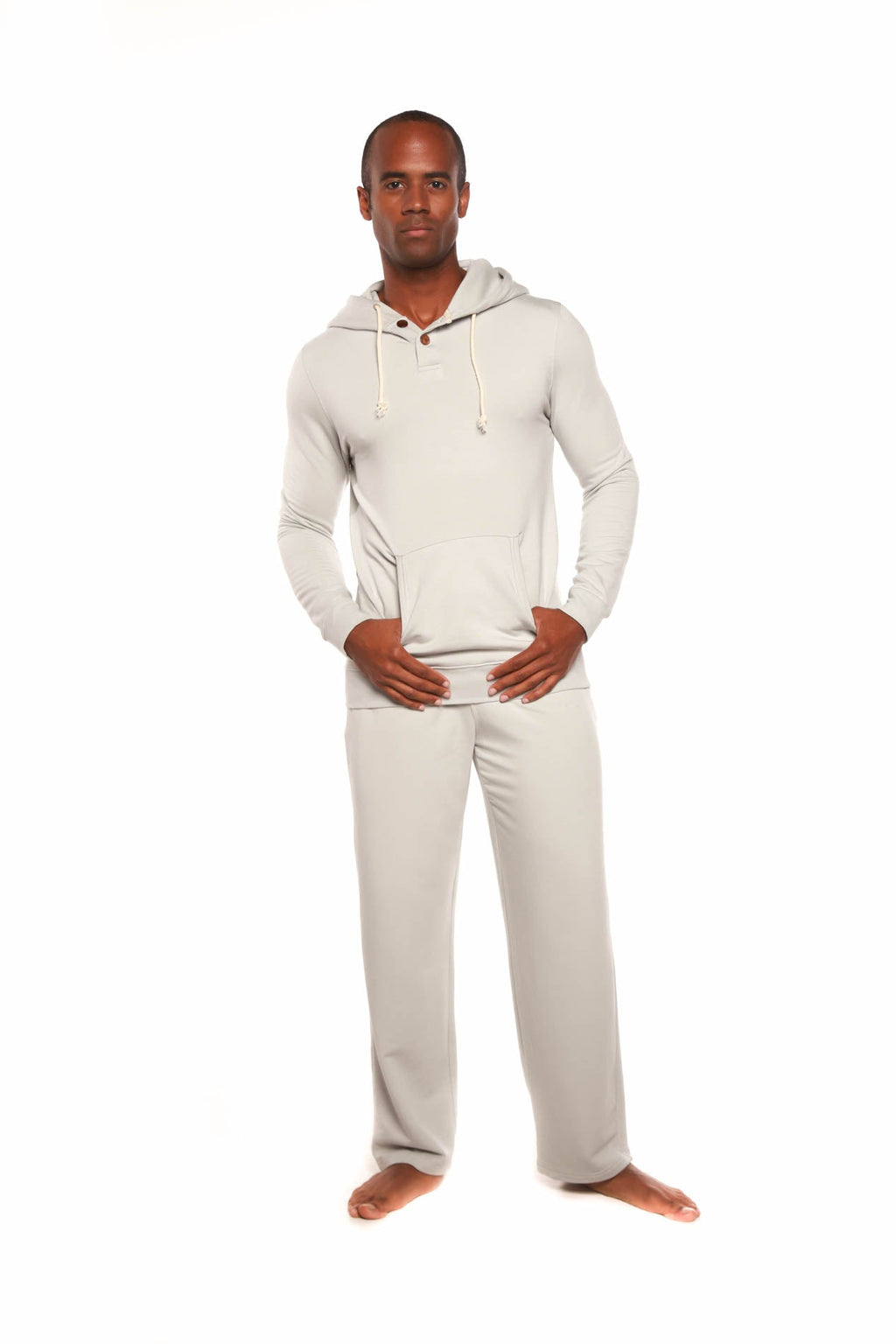 Henley Style Bamboo Fleece Hoodie + Fleece Lounge Pants