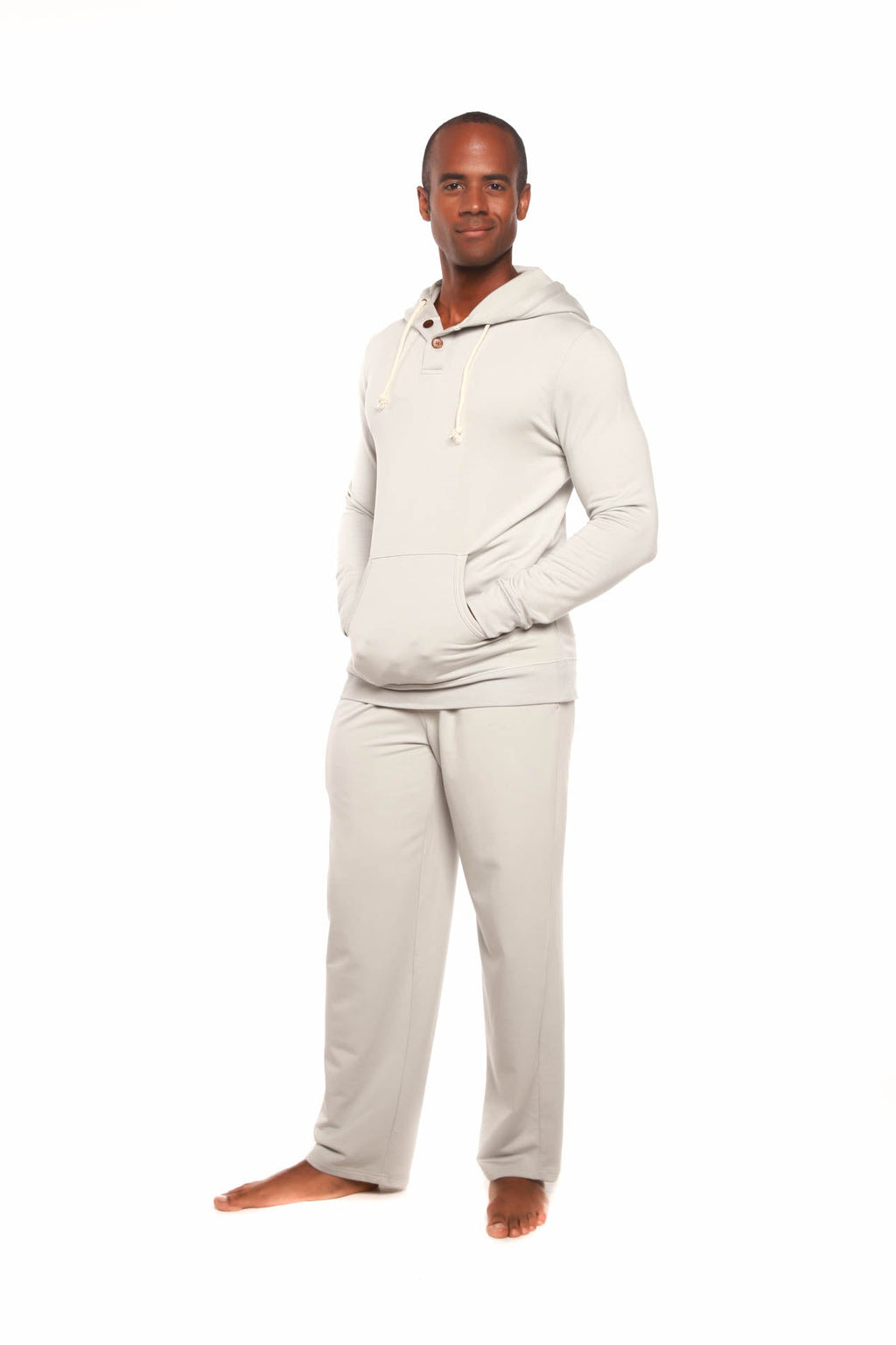 Henley Style Bamboo Fleece Hoodie + Fleece Lounge Pants