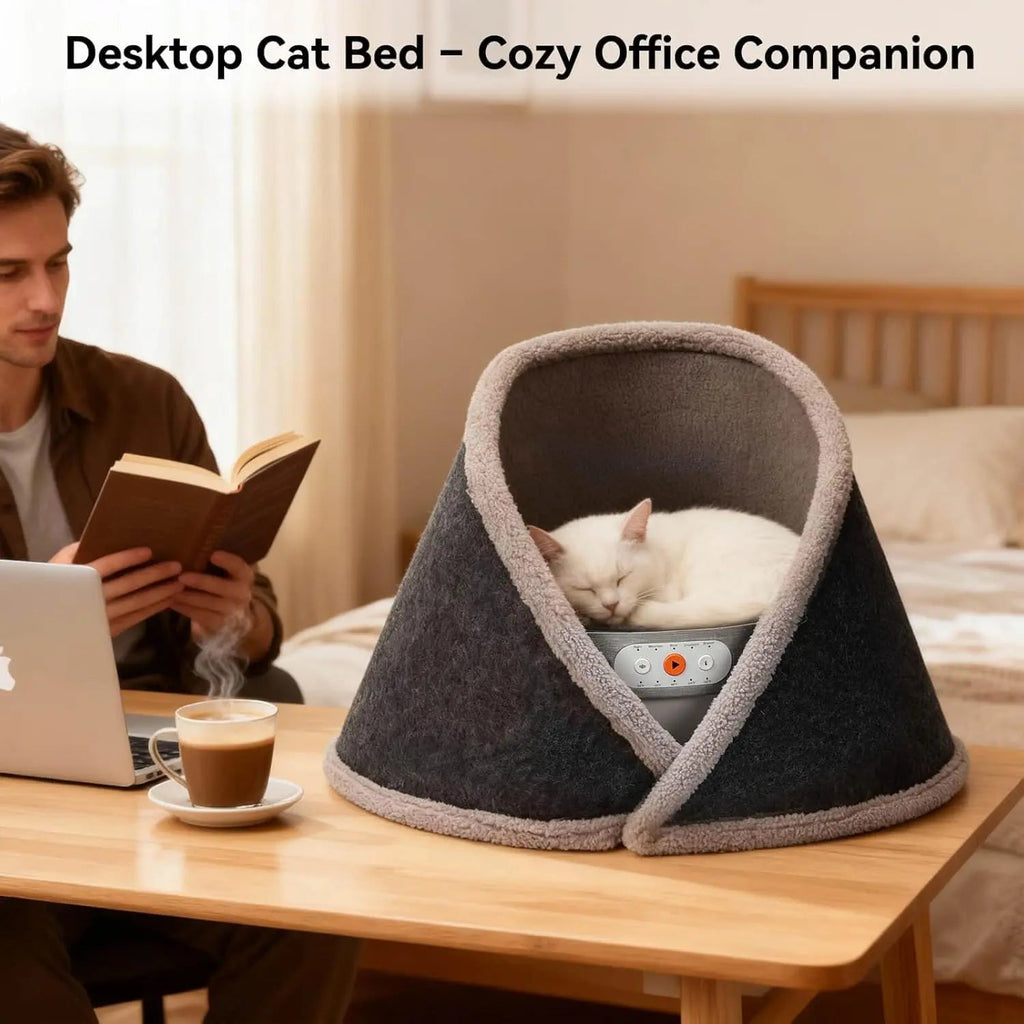 Smart Heated & Cooling Cat Cave Bed – 5 Temperature Modes & White Noise | For Cats Up to 13 lbs