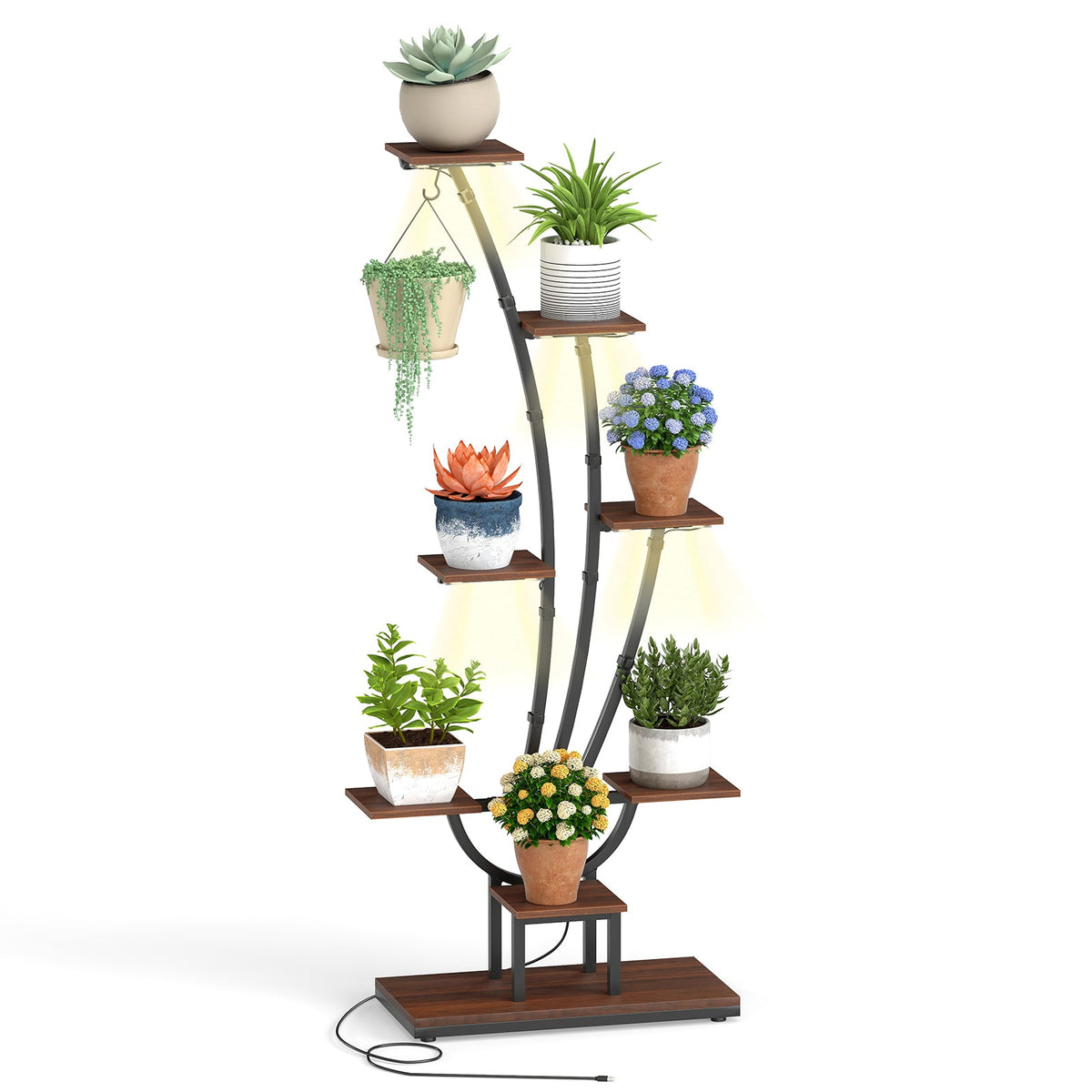 8-Tier Indoor Plant Stand with Grow Lights
