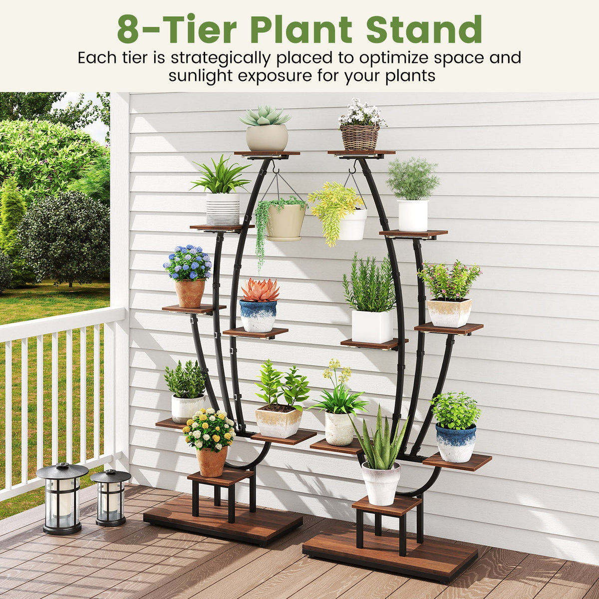 8-Tier Indoor Plant Stand with Grow Lights