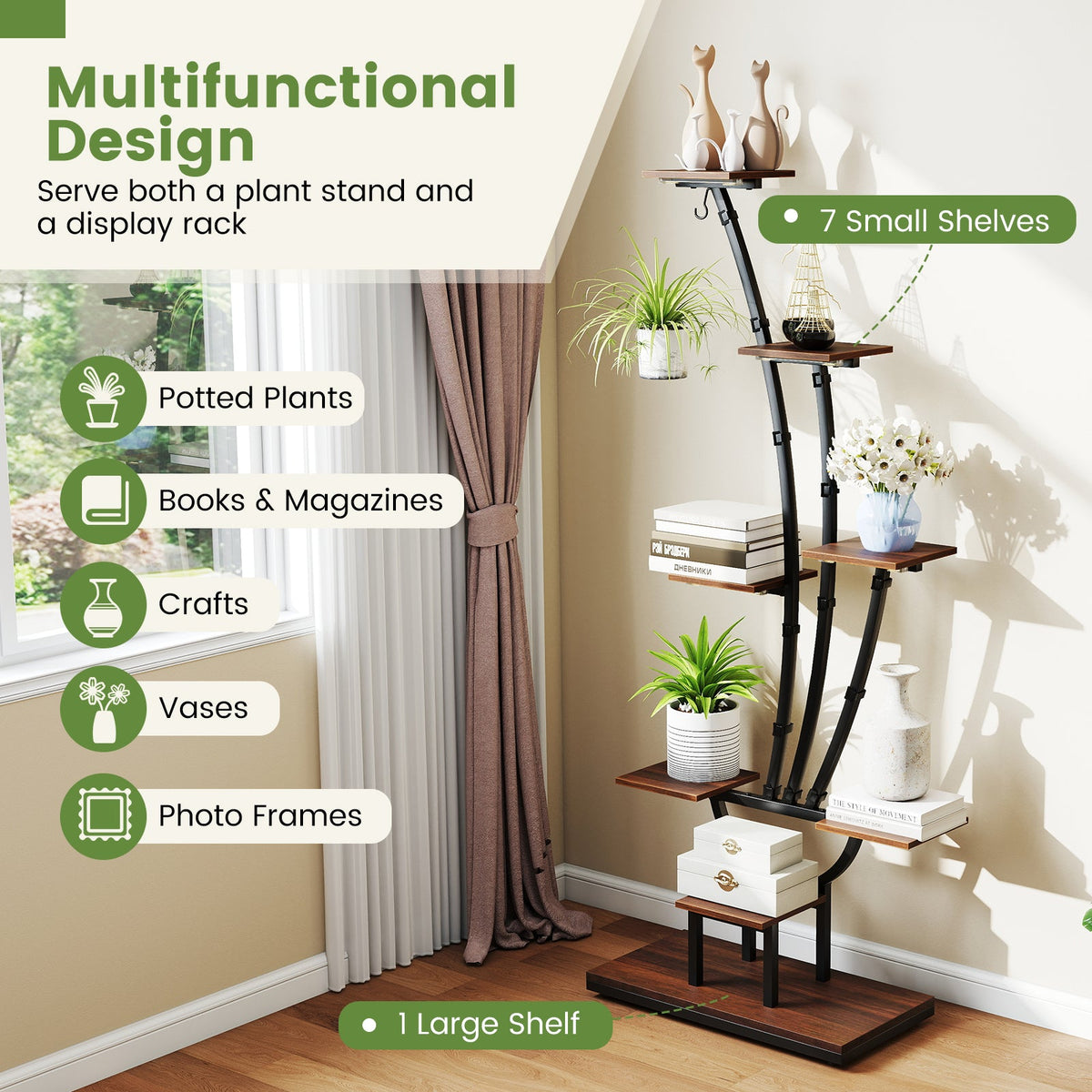 8-Tier Indoor Plant Stand with Grow Lights