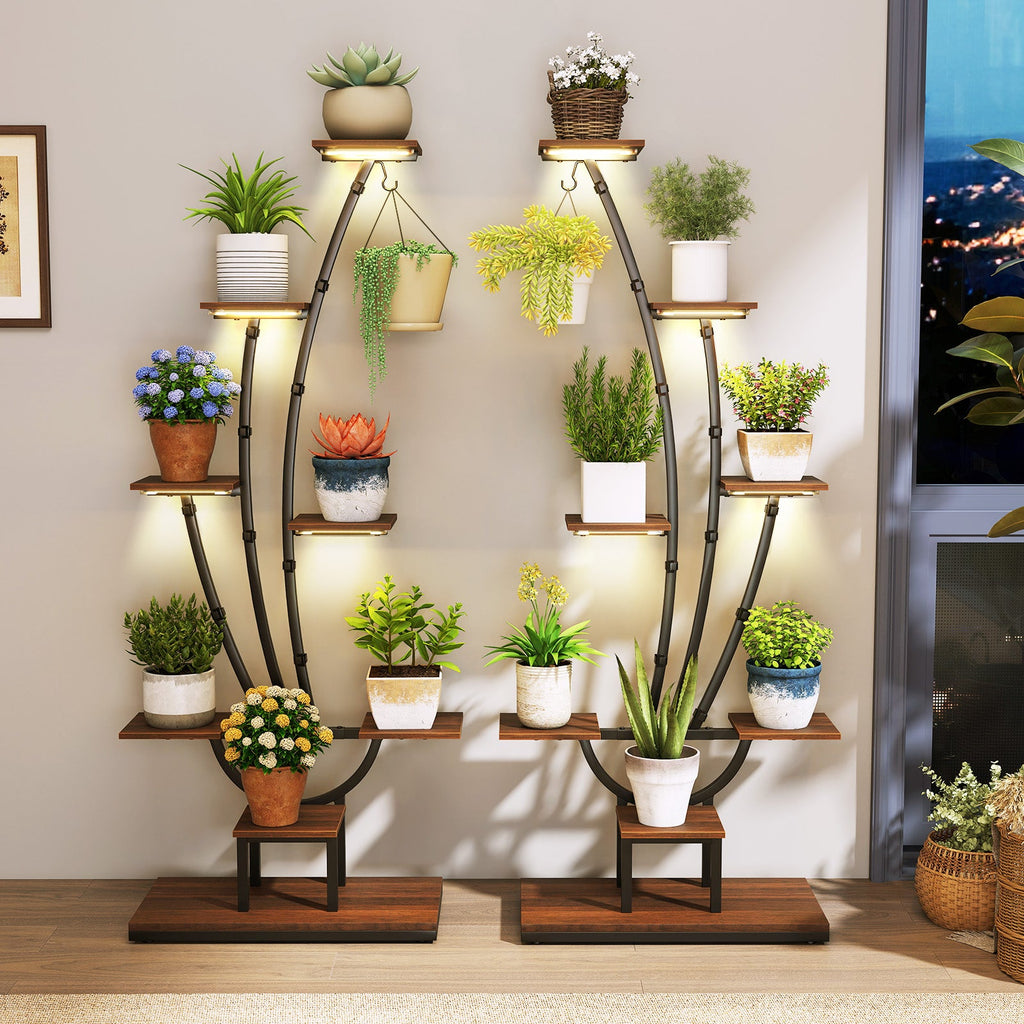 8-Tier Indoor Plant Stand with Grow Lights