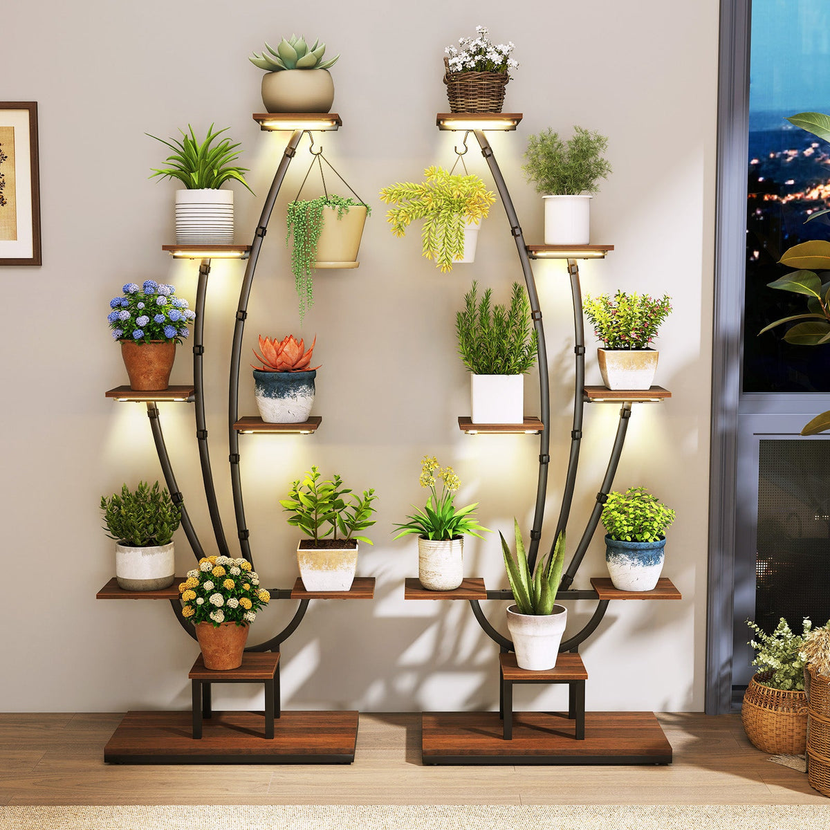 8-Tier Indoor Plant Stand with Grow Lights