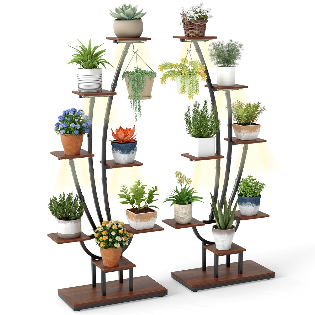 8-Tier Indoor Plant Stand with Grow Lights