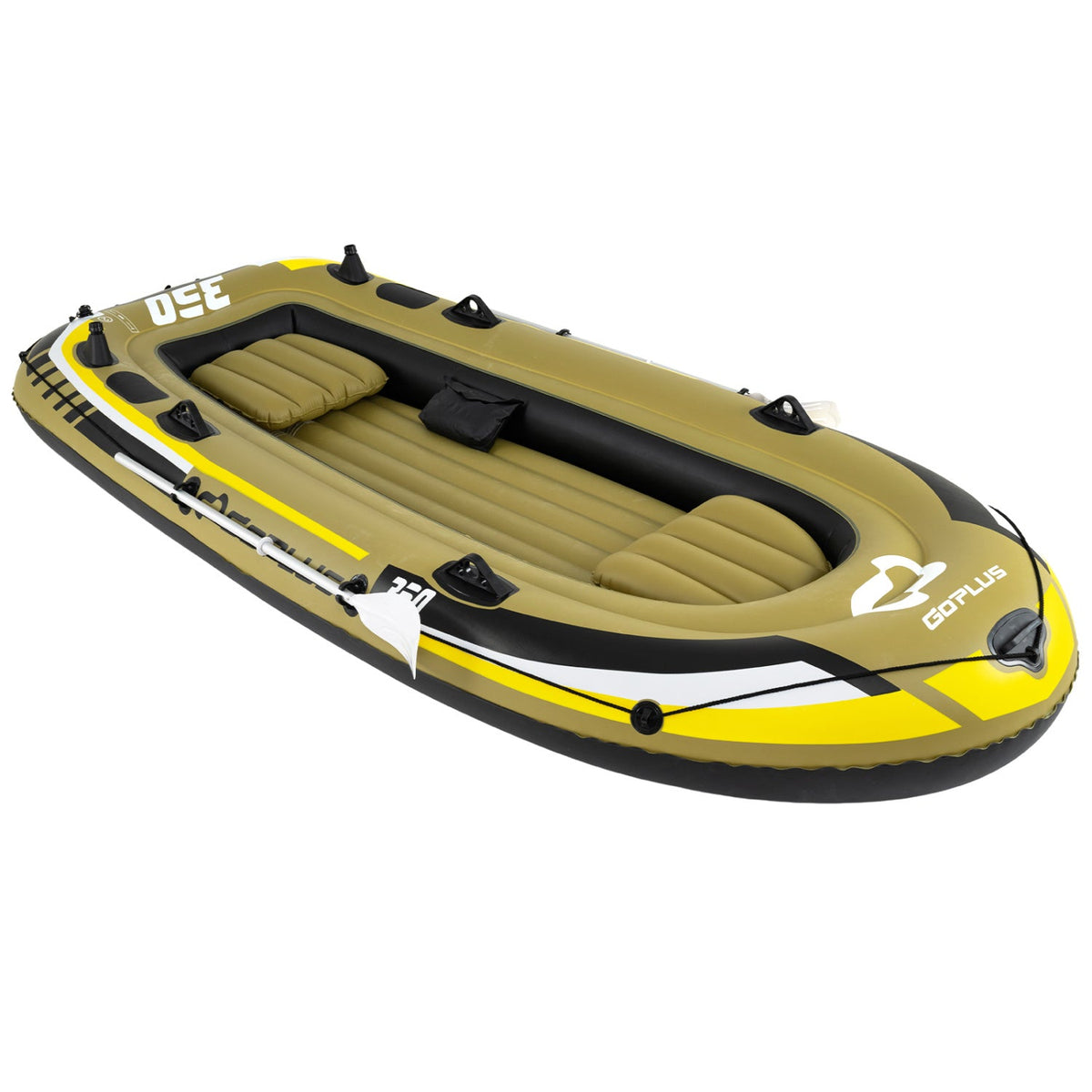 Inflatable Fishing Boat with Oars, Rod Holders & Motor Mount