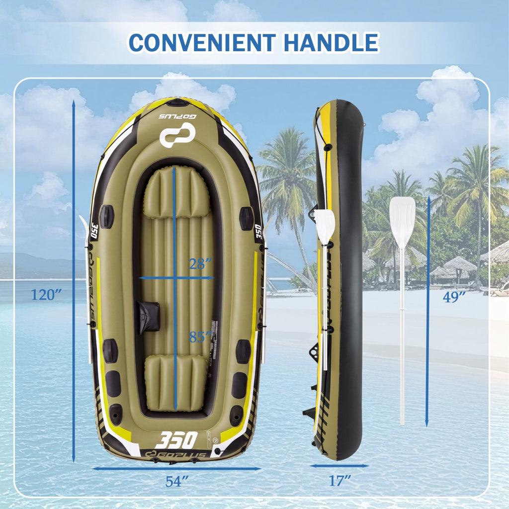 Inflatable Fishing Boat with Oars, Rod Holders & Motor Mount