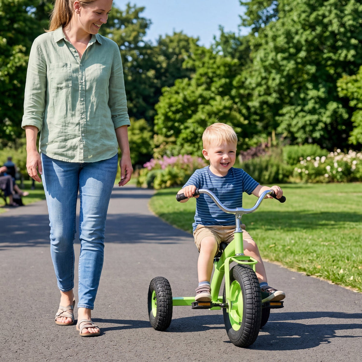 Kids Carbon Steel Tricycle with 14.5" Inflatable Tires & Adjustable Seat