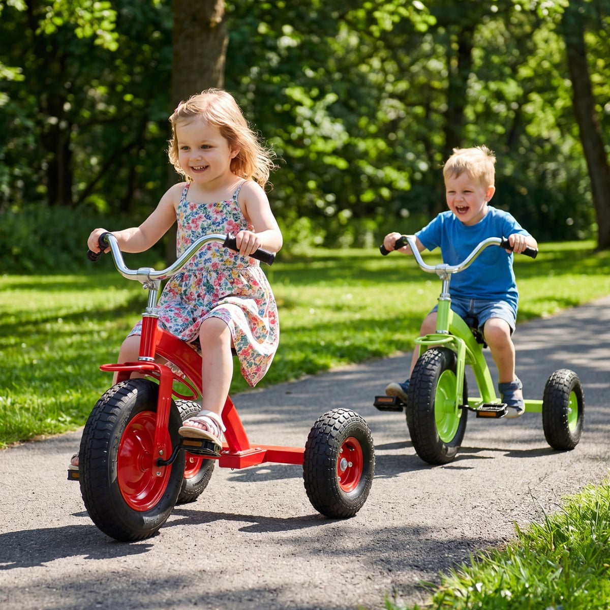 Kids Carbon Steel Tricycle with 14.5" Inflatable Tires & Adjustable Seat