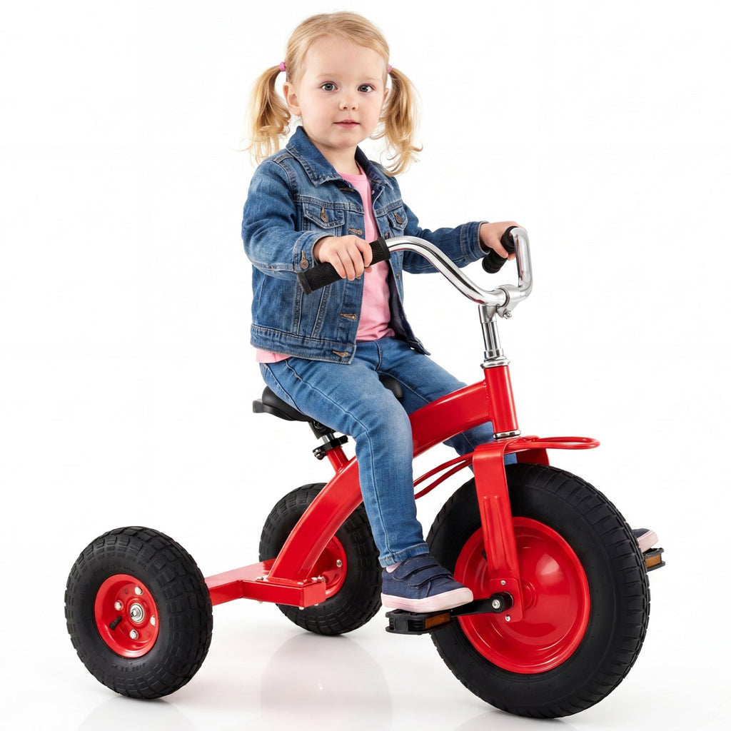 Kids Carbon Steel Tricycle with 14.5" Inflatable Tires & Adjustable Seat