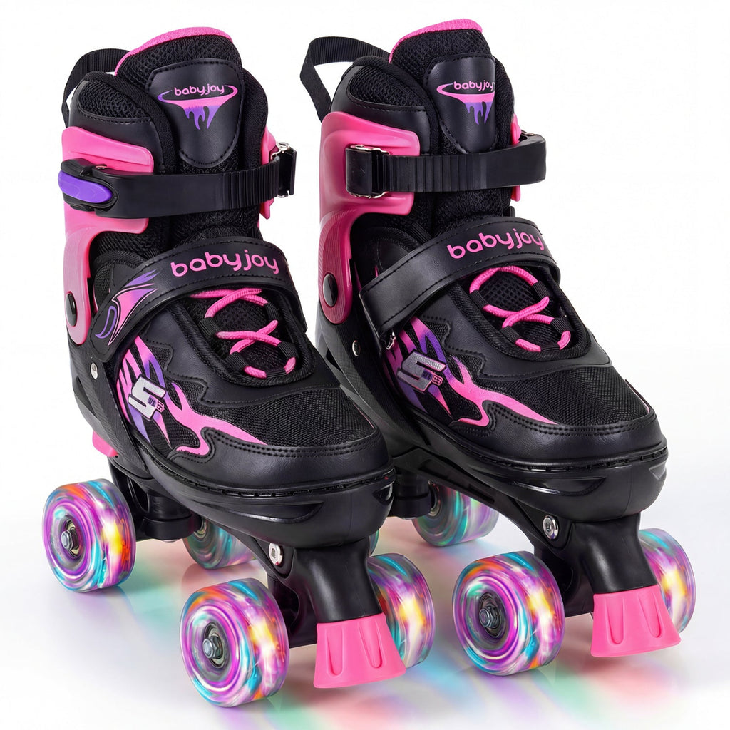 Adjustable Kids' Quad Roller Skates with Light-Up Wheels