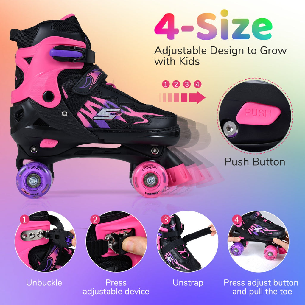 Adjustable Kids' Quad Roller Skates with Light-Up Wheels