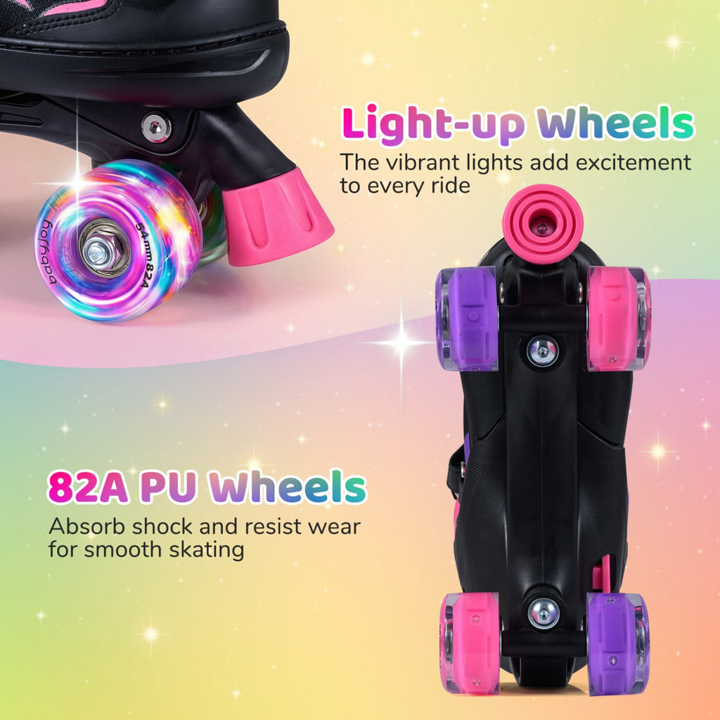 Adjustable Kids' Quad Roller Skates with Light-Up Wheels