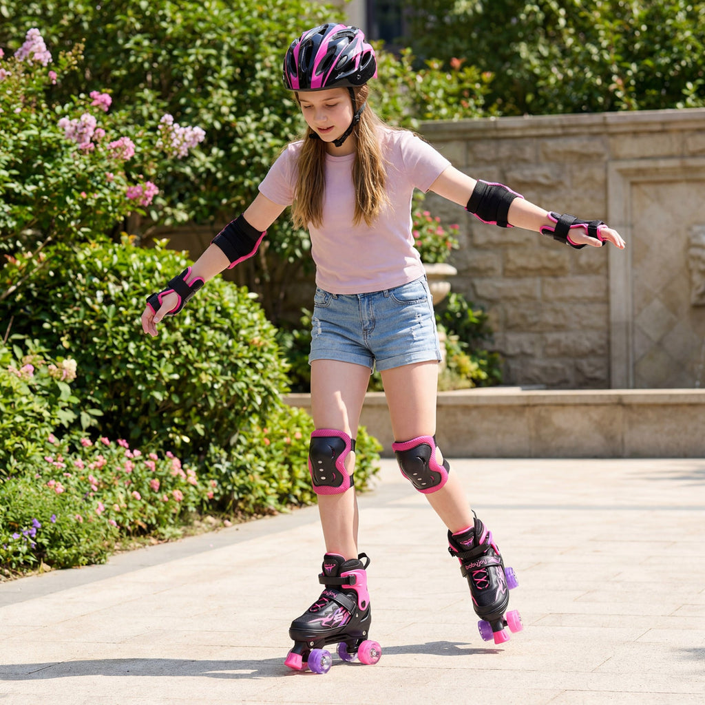 Adjustable Kids' Quad Roller Skates with Light-Up Wheels