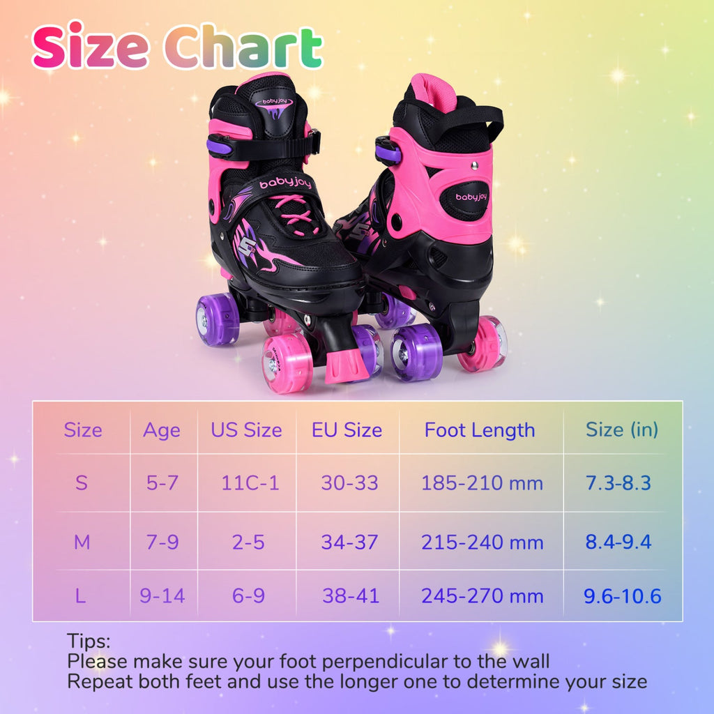 Adjustable Kids' Quad Roller Skates with Light-Up Wheels