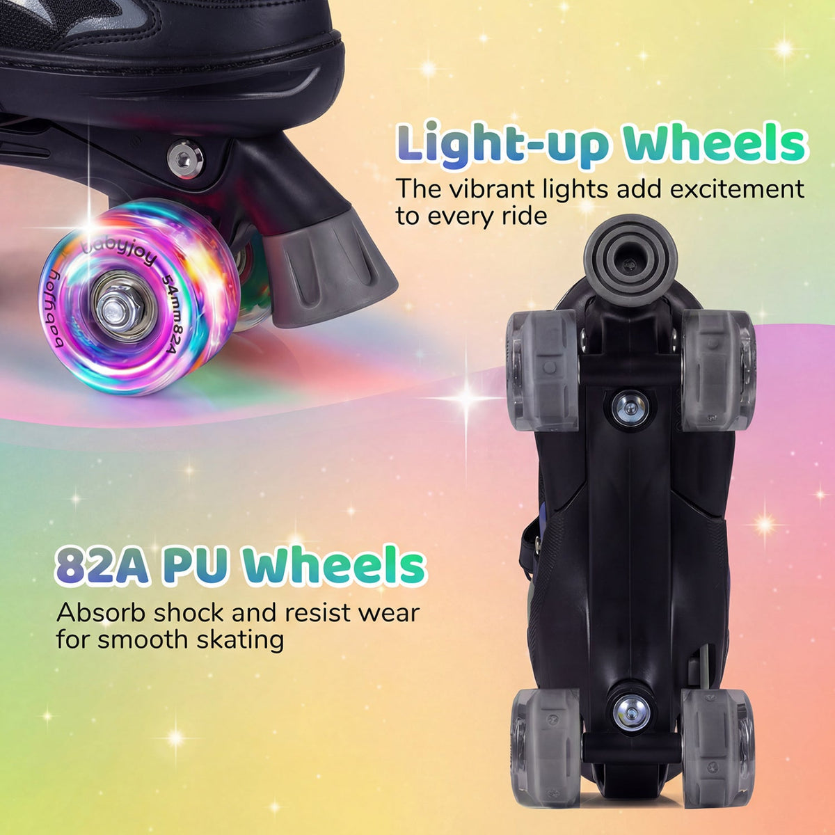 Adjustable Kids' Quad Roller Skates with Light-Up Wheels