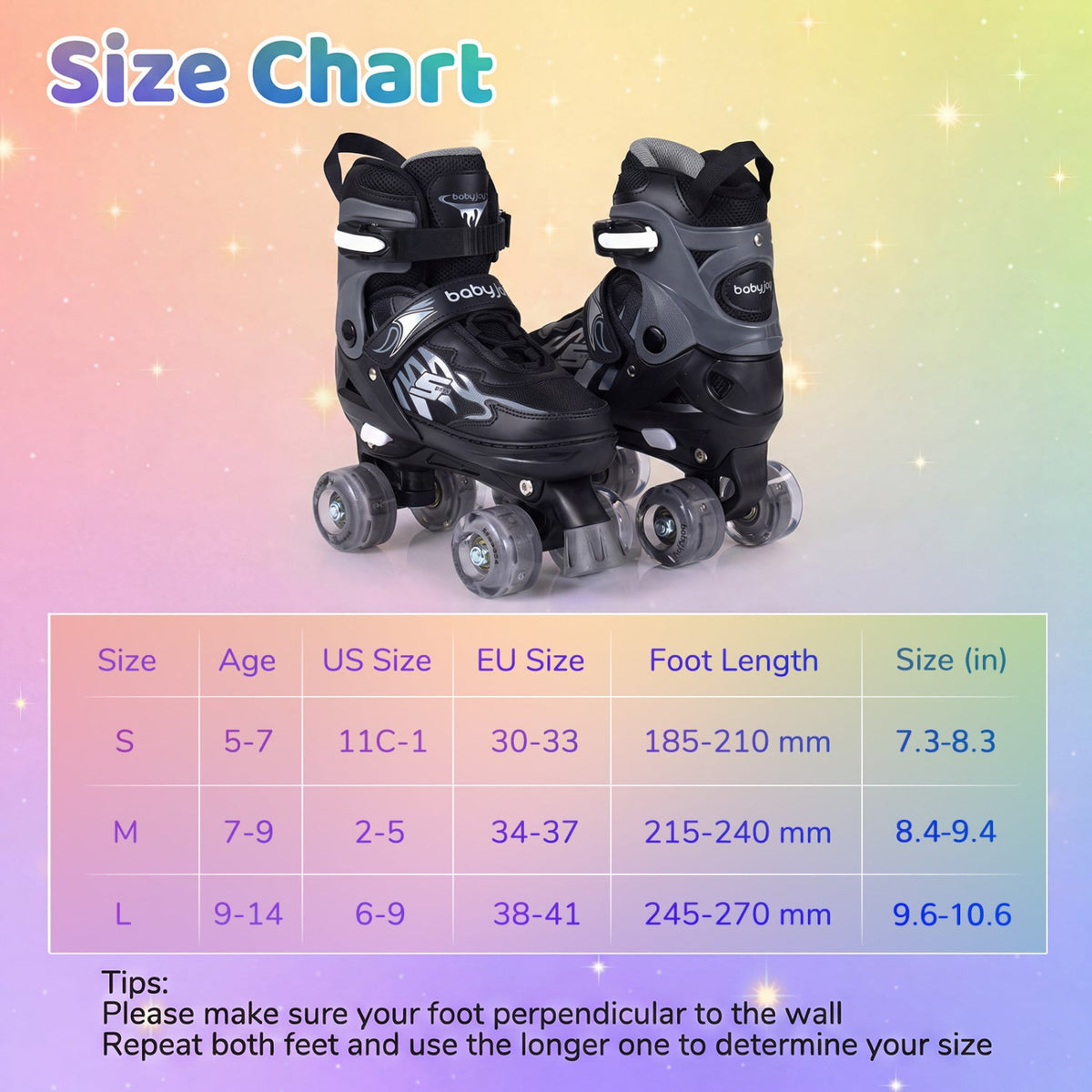 Adjustable Kids' Quad Roller Skates with Light-Up Wheels