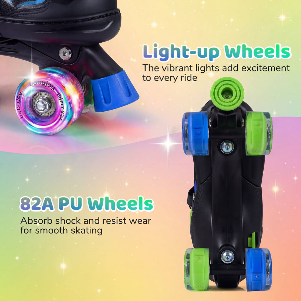 Adjustable Kids' Quad Roller Skates with Light-Up Wheels