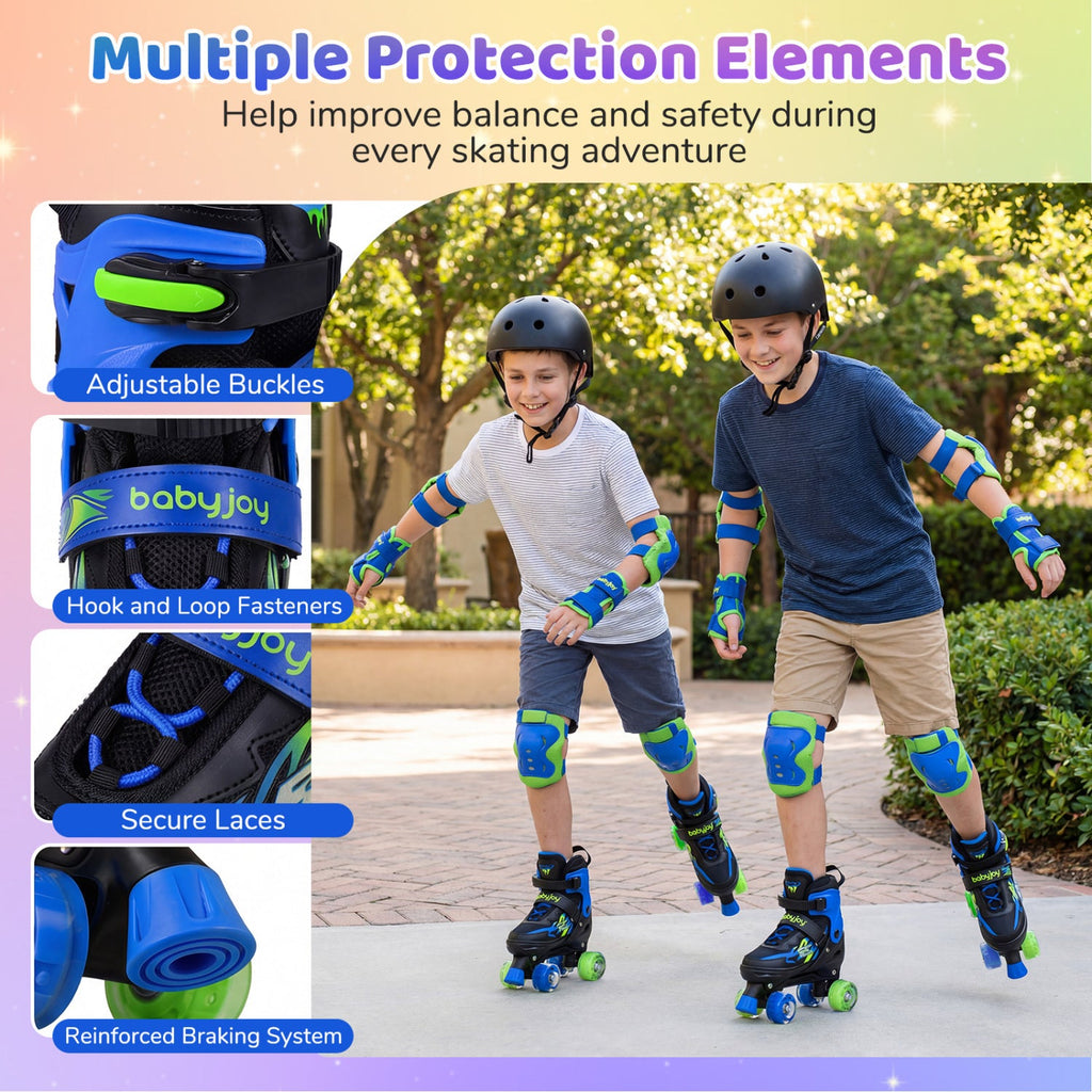Adjustable Kids' Quad Roller Skates with Light-Up Wheels