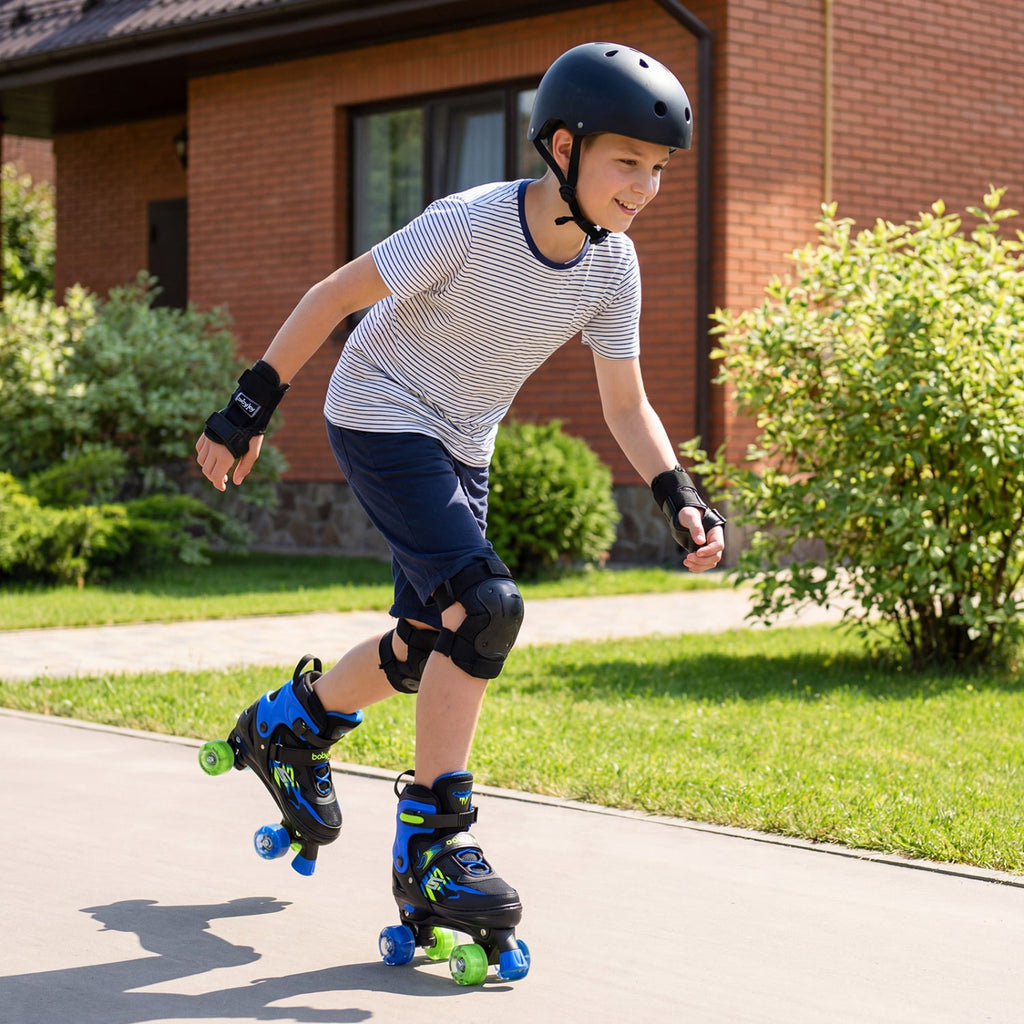 Adjustable Kids' Quad Roller Skates with Light-Up Wheels