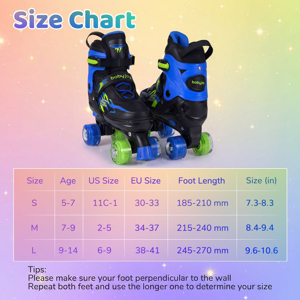 Adjustable Kids' Quad Roller Skates with Light-Up Wheels