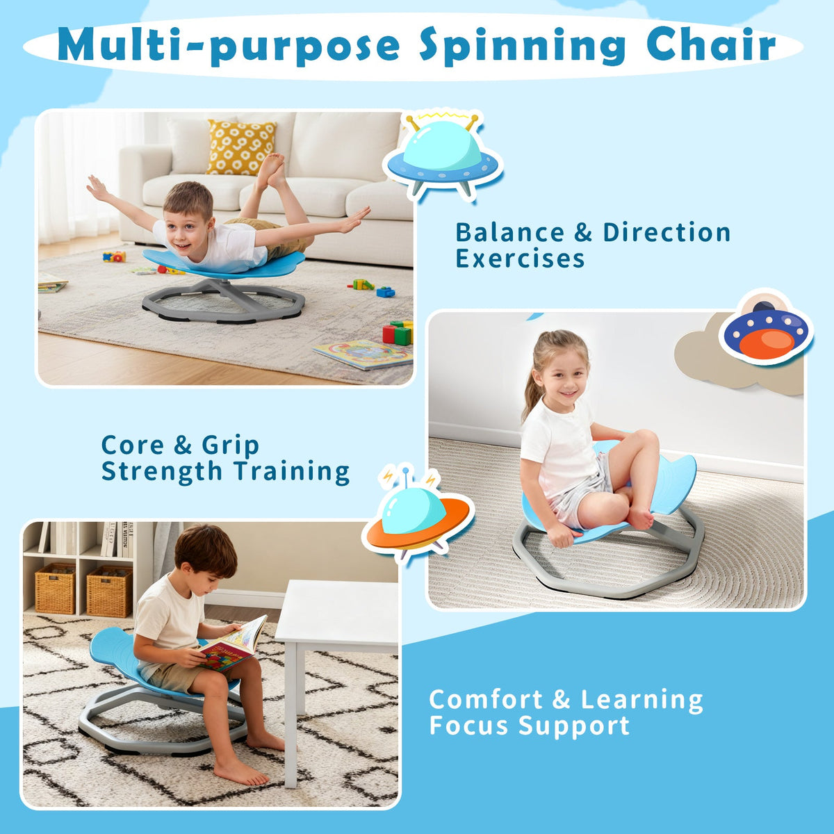 Kids 360° Sensory Spinning Chair with Swivel Seat