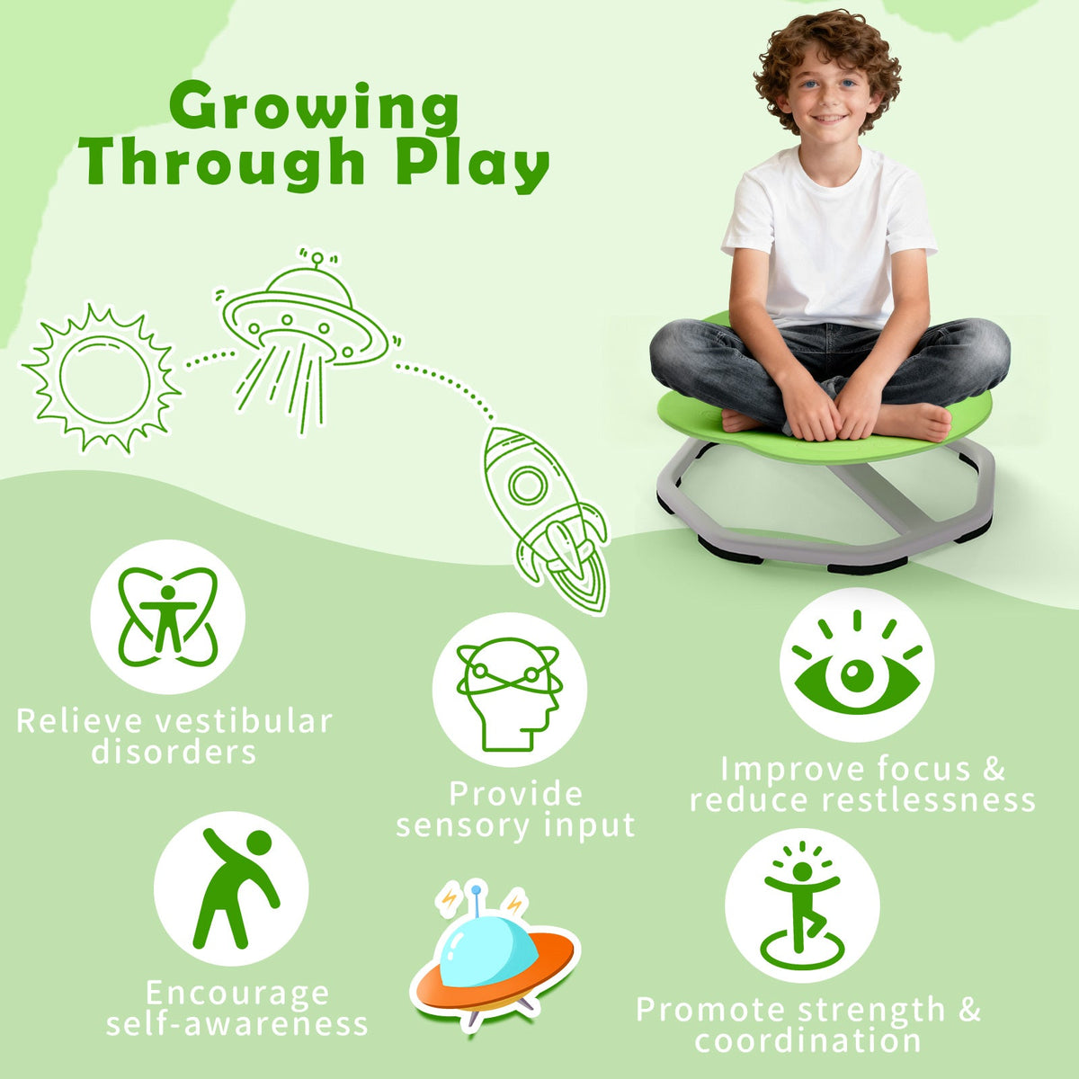 Kids 360° Sensory Spinning Chair with Swivel Seat