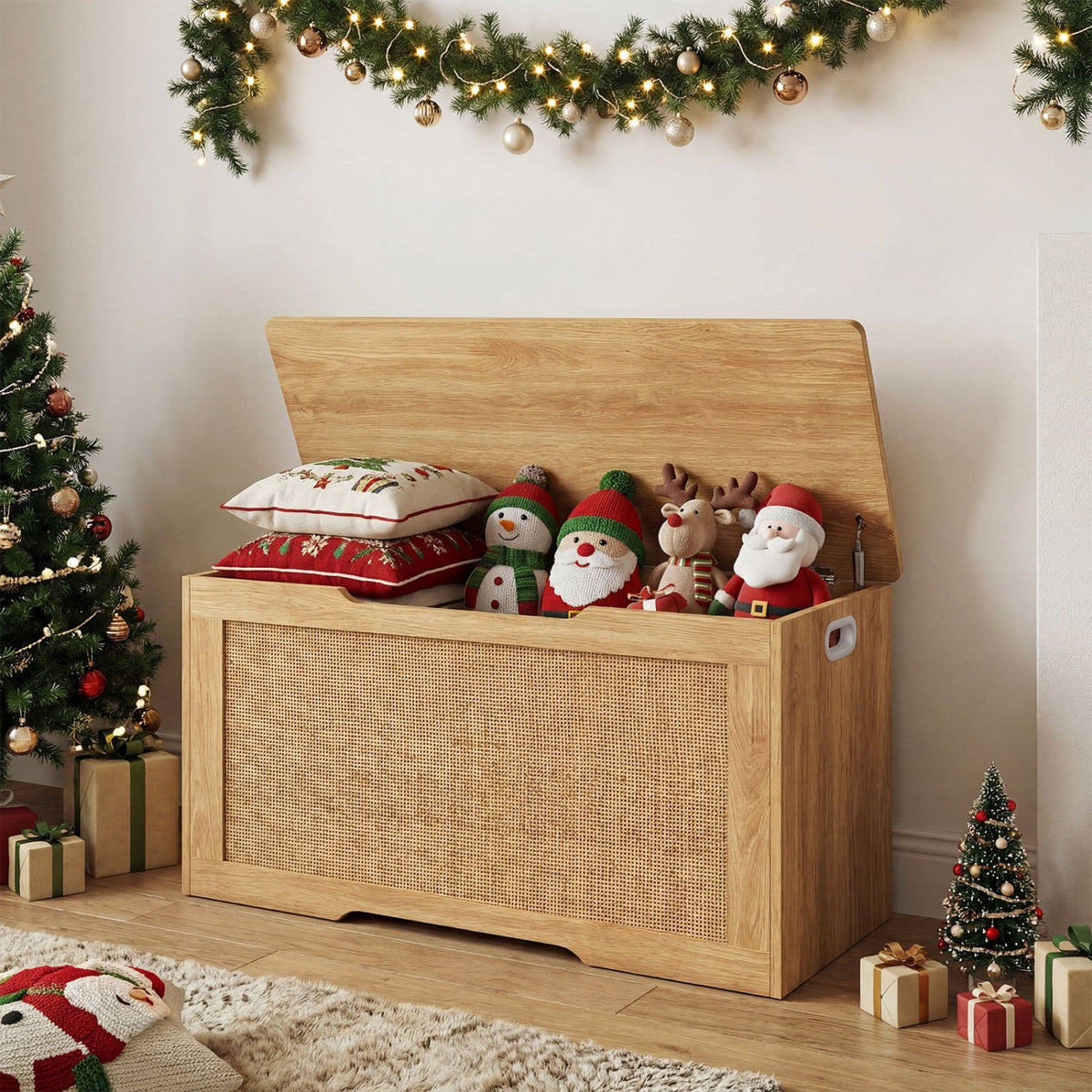 40" Rattan Kids Toy Box & Storage Bench