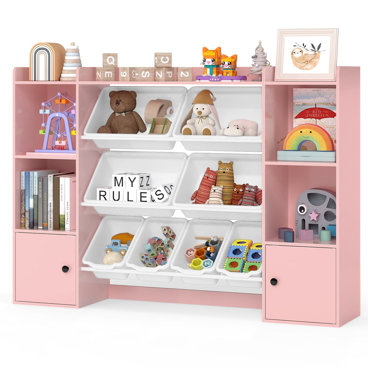 Kids Toy Storage Organizer with Bins & Bookshelf
