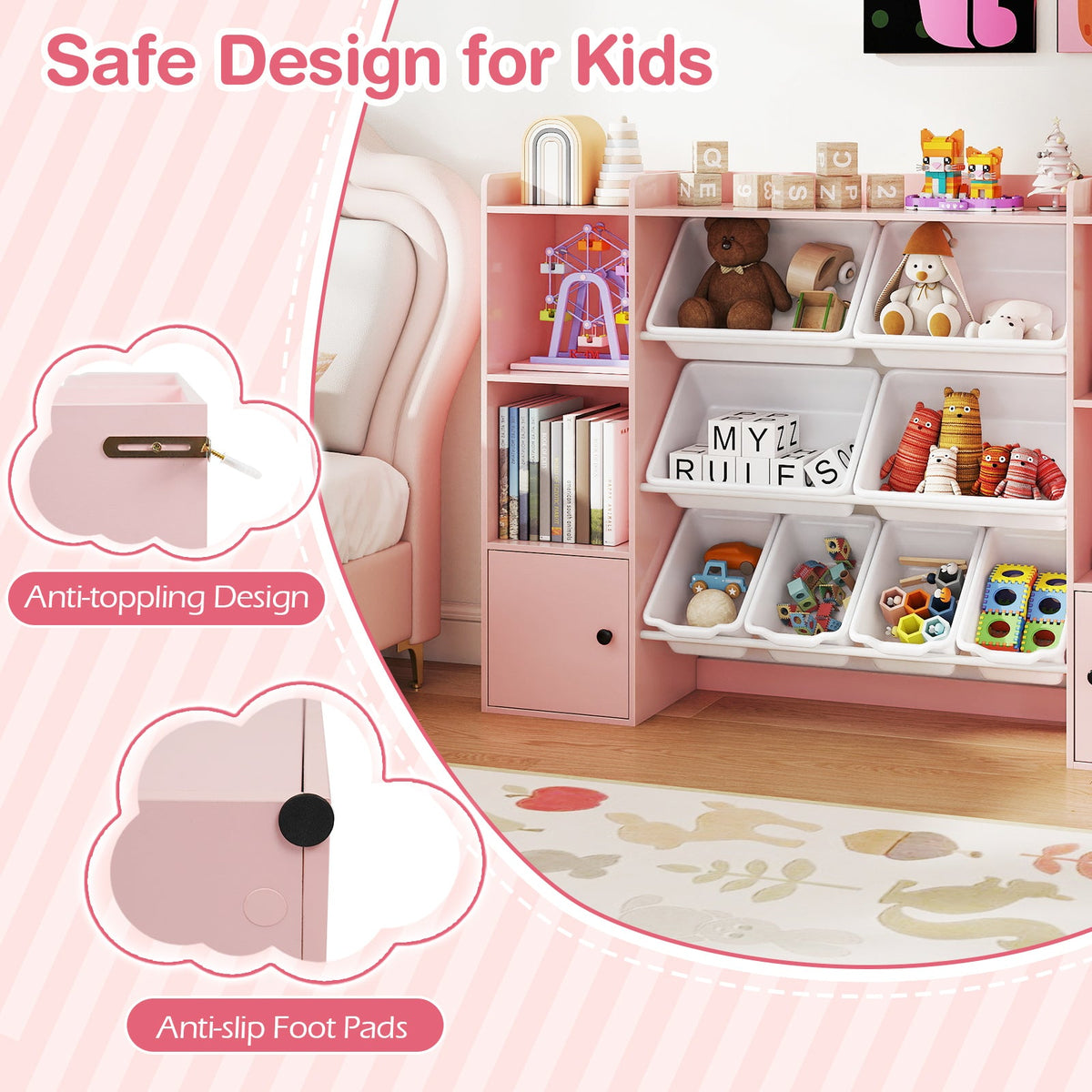 Kids Toy Storage Organizer with Bins & Bookshelf
