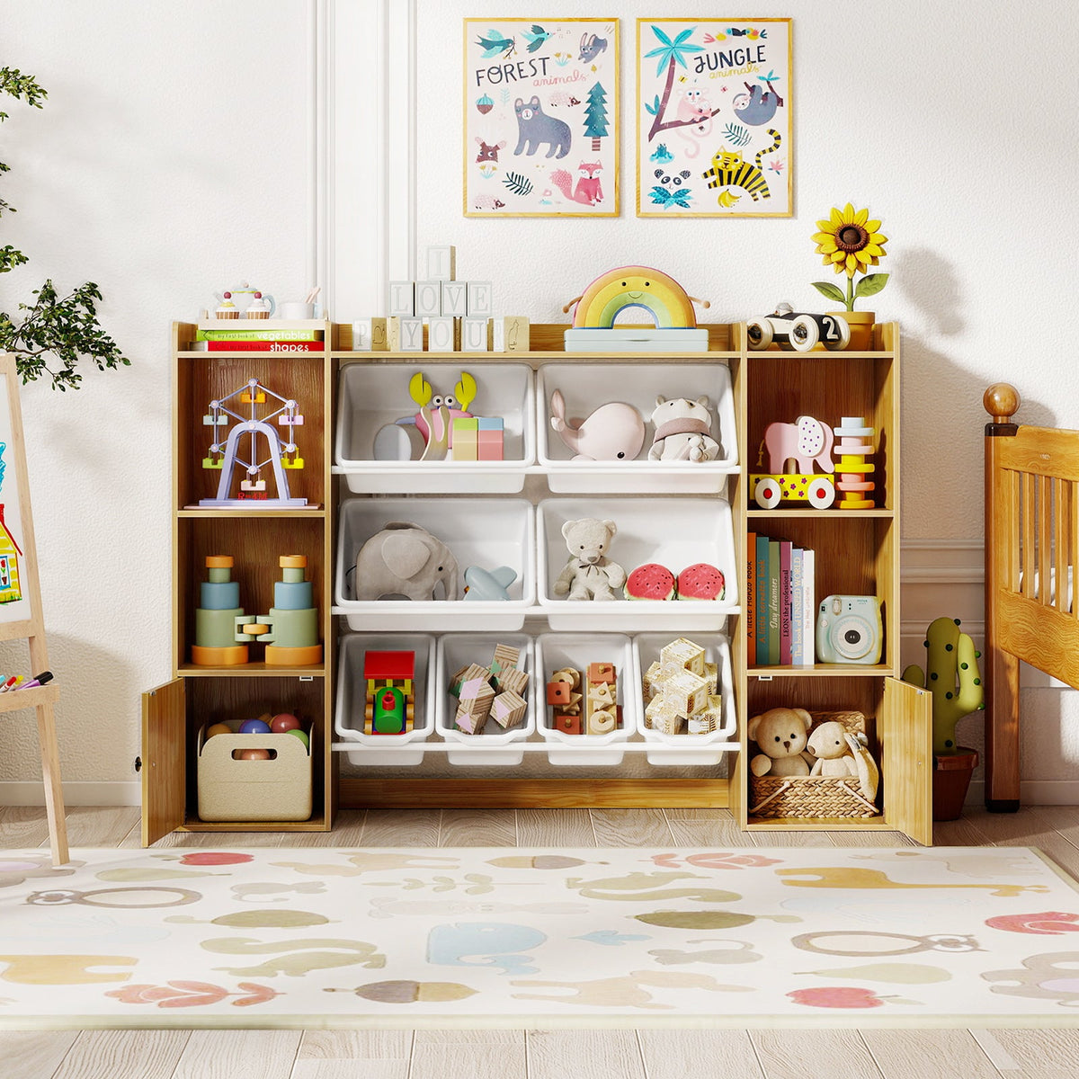 Kids Toy Storage Organizer with Bins & Bookshelf