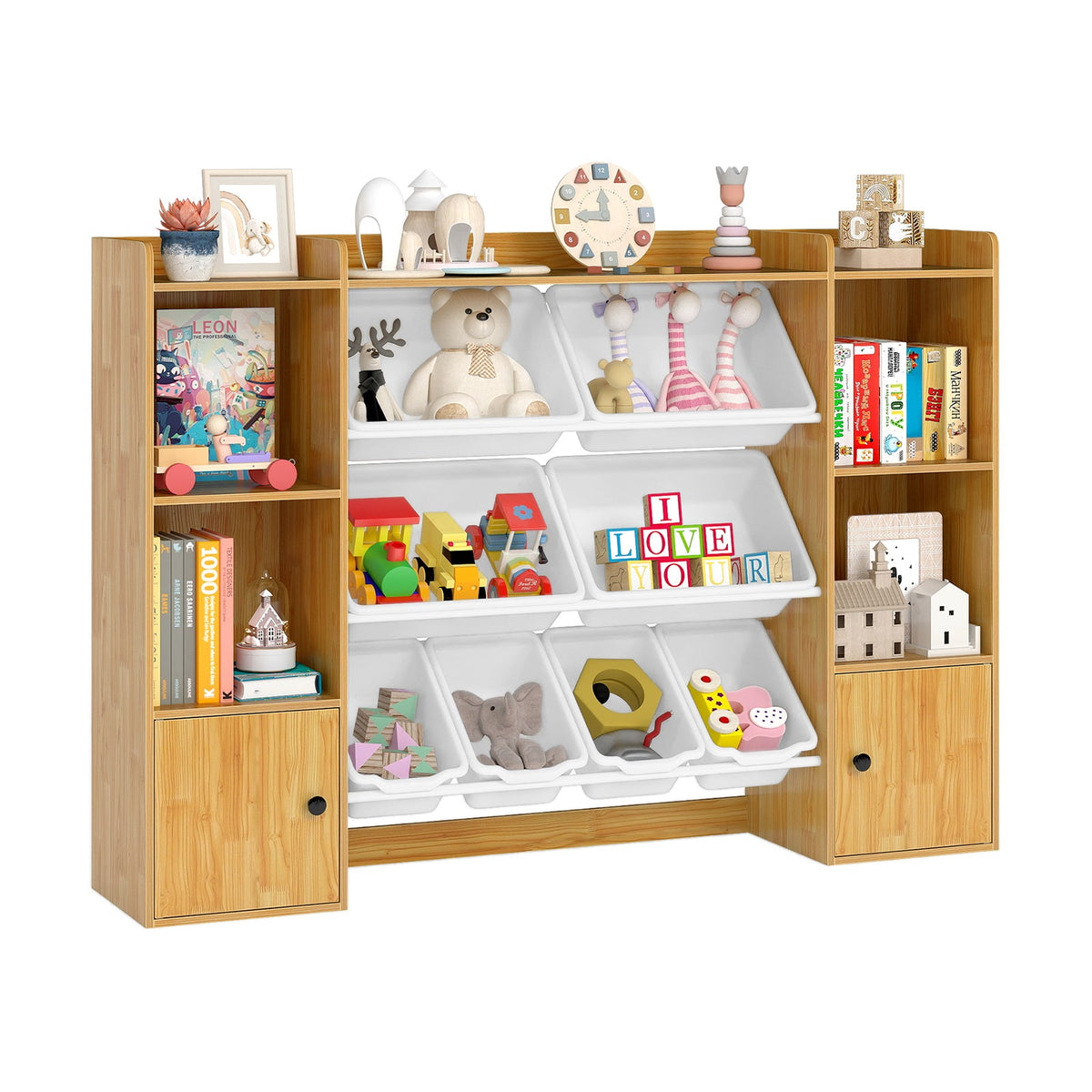 Kids Toy Storage Organizer with Bins & Bookshelf