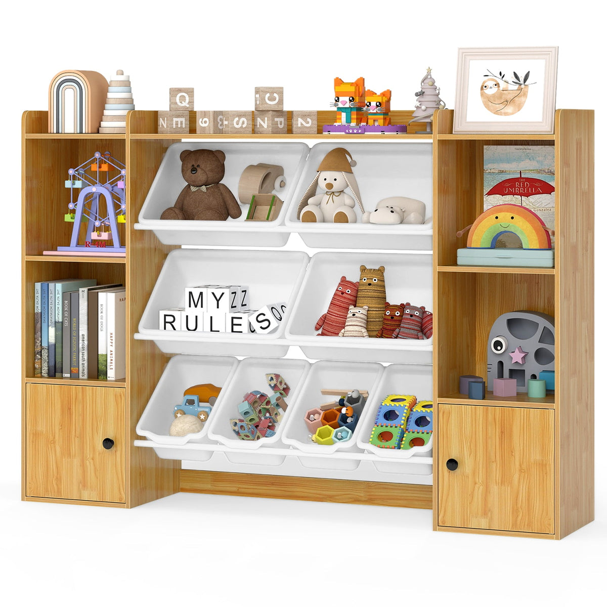 Kids Toy Storage Organizer with Bins & Bookshelf