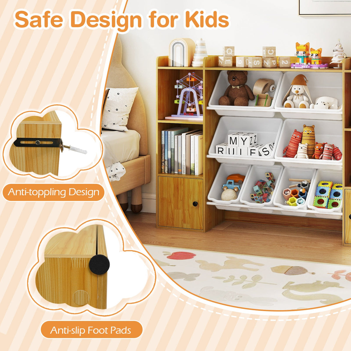 Kids Toy Storage Organizer with Bins & Bookshelf