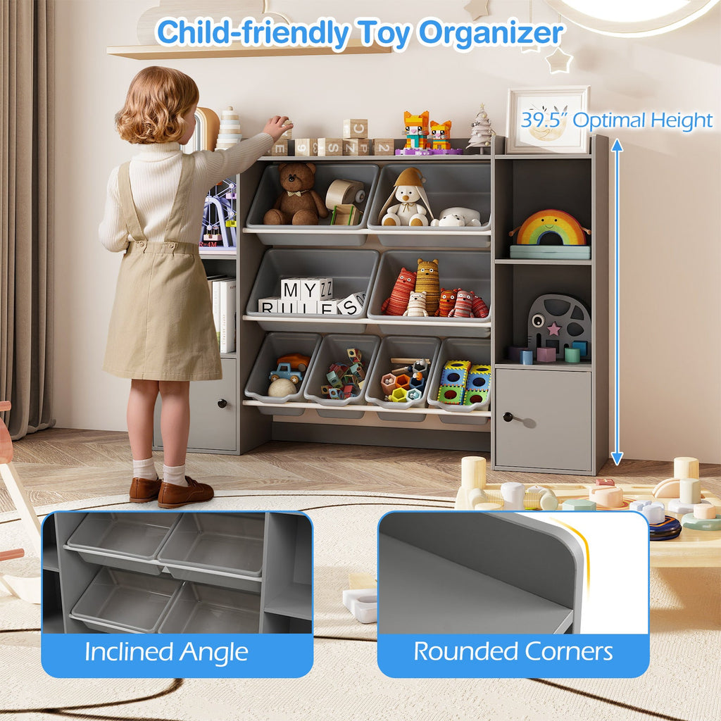 Kids Toy Storage Organizer with Bins & Bookshelf