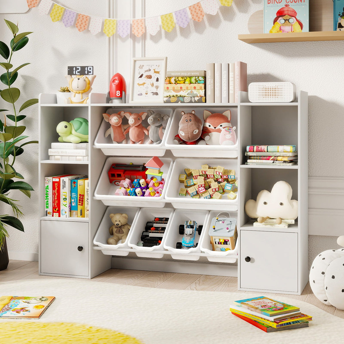 Kids Toy Storage Organizer with Bins & Bookshelf