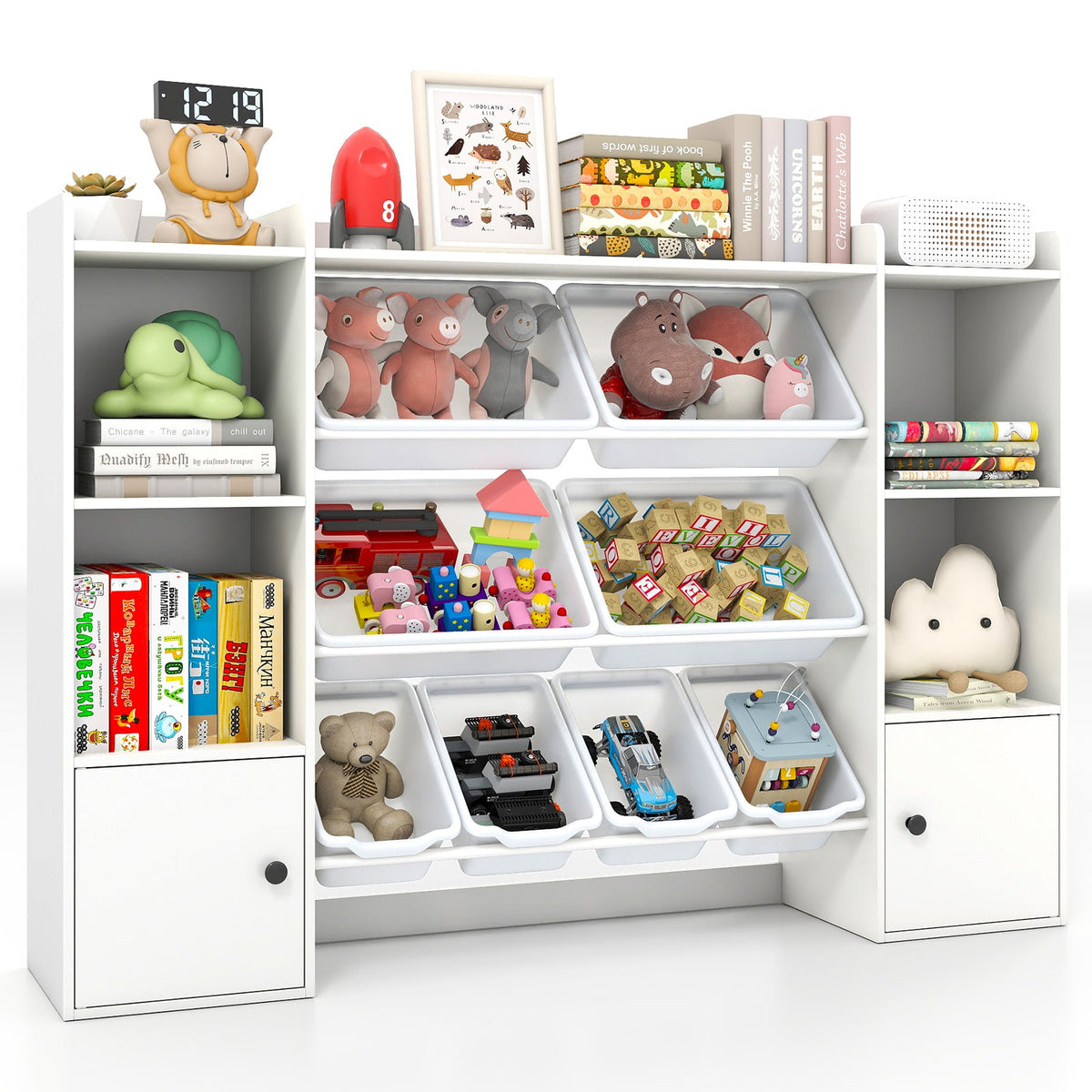 Kids Toy Storage Organizer with Bins & Bookshelf