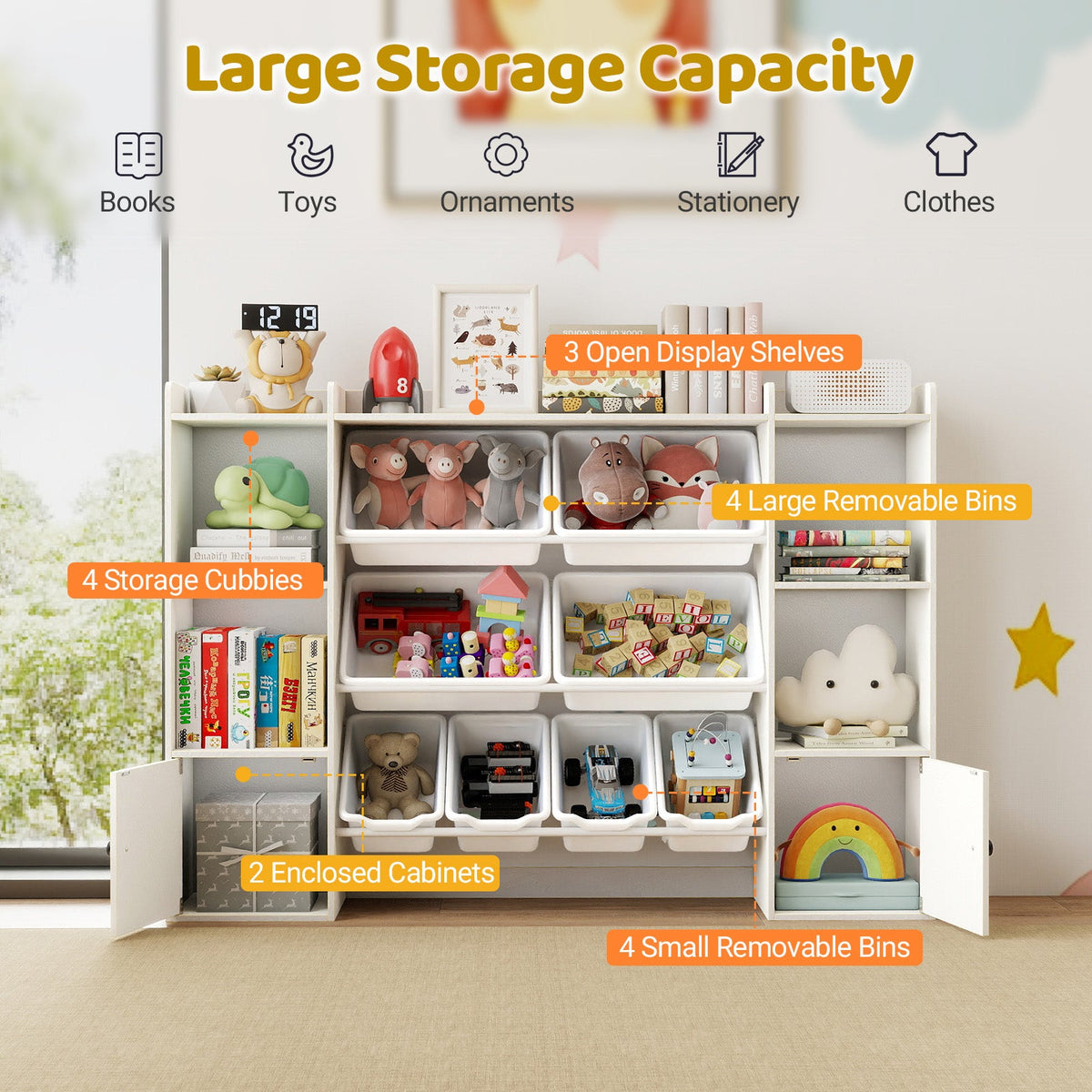 Kids Toy Storage Organizer with Bins & Bookshelf