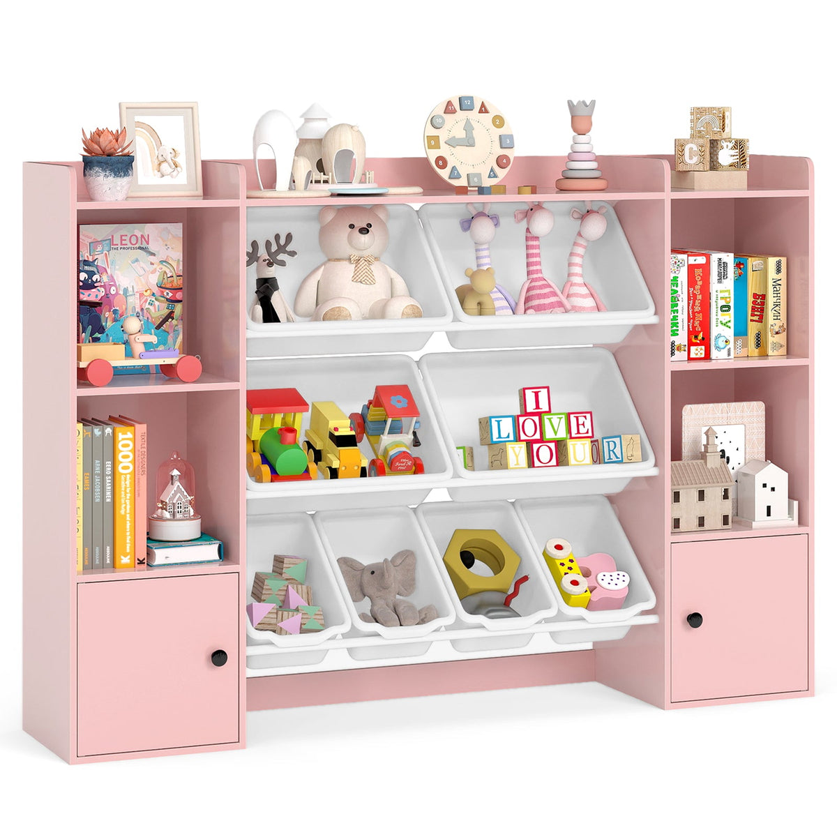 Kids Toy Storage Organizer with Bins & Bookshelf