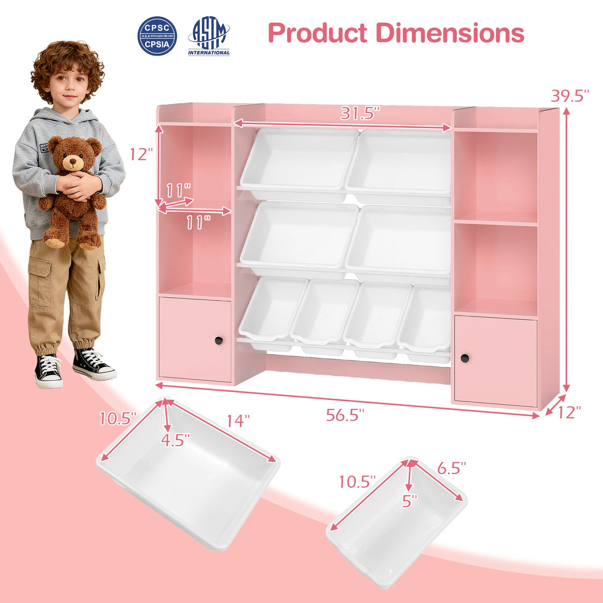 Kids Toy Storage Organizer with Bins & Bookshelf