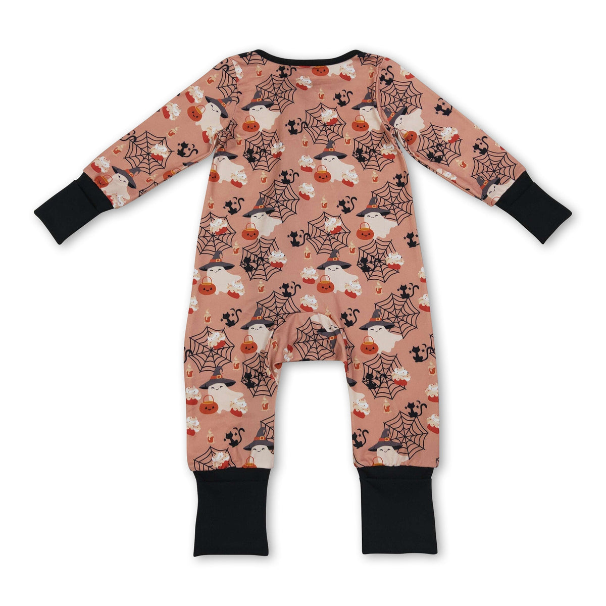 Pumpkin Ghost Halloween Zipper Romper