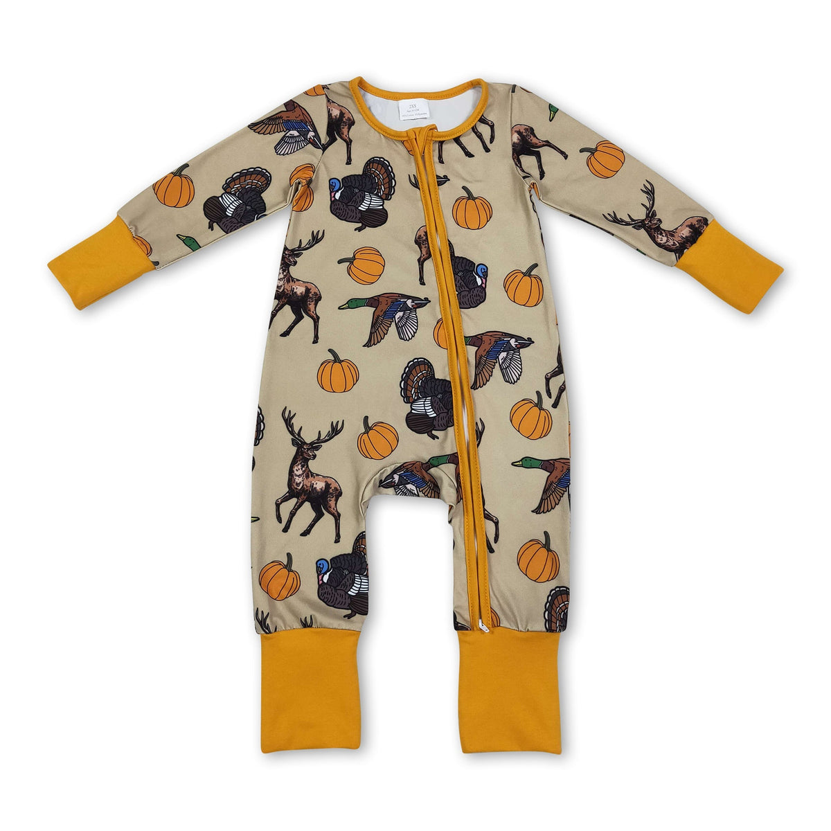 Baby Boys' Woodland Harvest Fall Zipper Romper