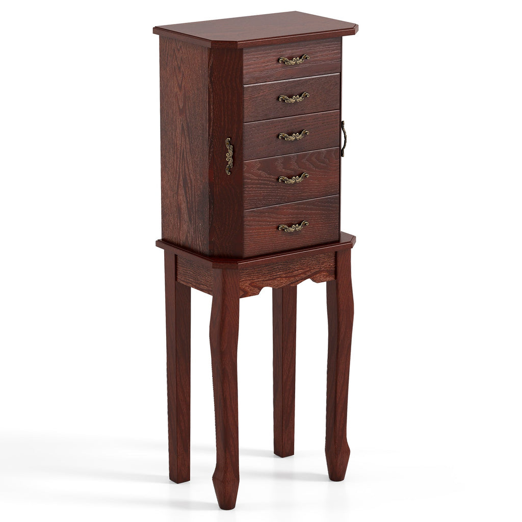 Standing Jewelry Box with Drawers & Side Doors