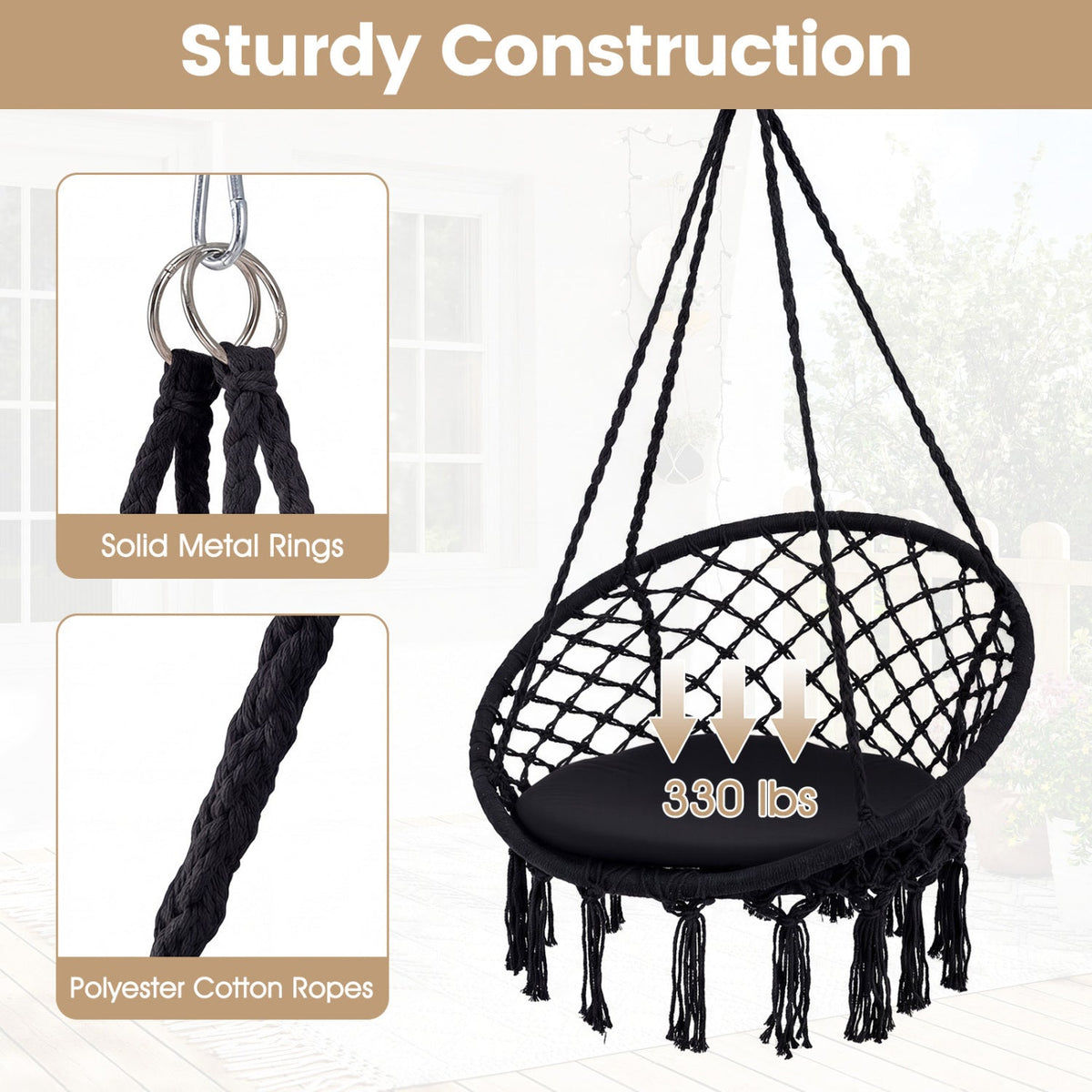 Round Macrame Hammock Swing Chair